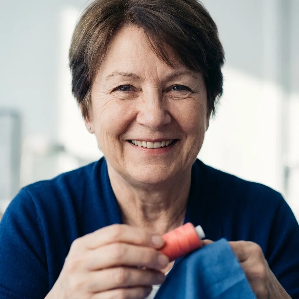 Portrait souriant de Maryvonne L., cliente de l'atelier.